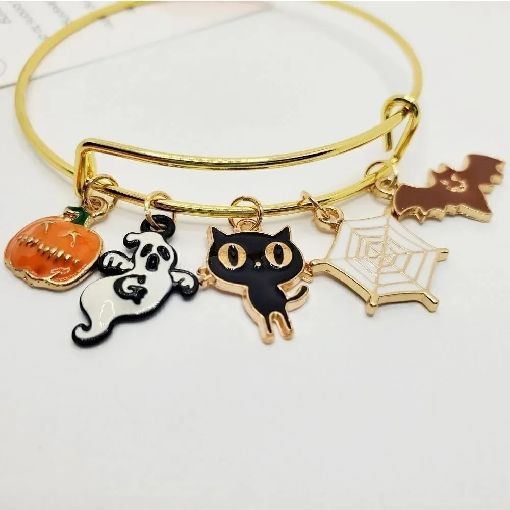Hand Crafted Gold Plated Halloween Charm Bracelet